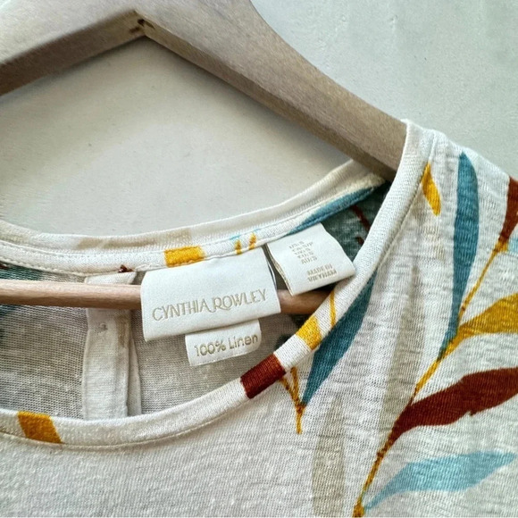 Cynthia Rowley || 100% Linen Women’s Sleeveless Shirt Floral Small - Picture 6 of 7